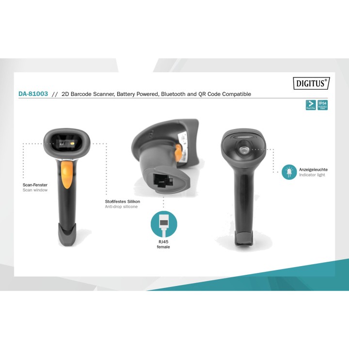 DIGITUS Wireless handheld barcode scanner 2D-BLUETOOTH