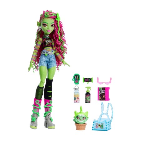 boneca articulada com mascote monster high venus mcflytrap