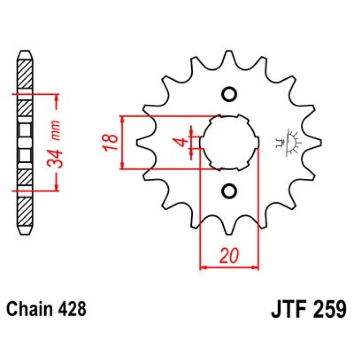 JT SPROCKETS Front transmission drive pinion F259
