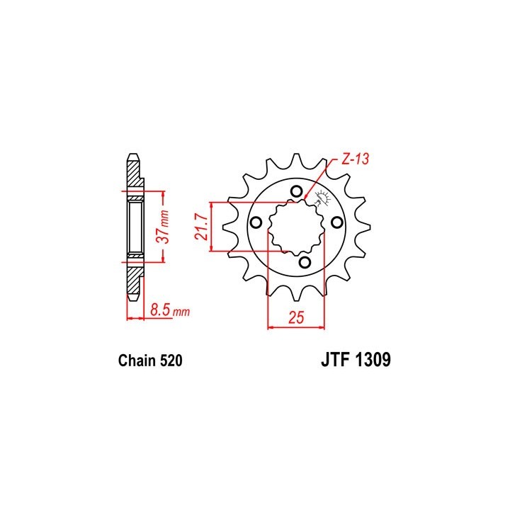 JT SPROCKETS Drive Front Sprocket - Optimum Lightweight Design and High Wear Resistance F1309