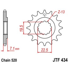 JT SPROCKETS Front transmission drive pinion F434