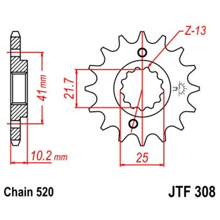 JT SPROCKETS Motorcycle Drive Sprocket - Lightweight and Durable Design F308