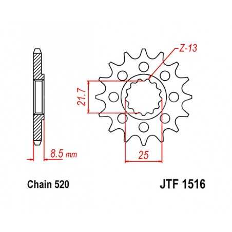 piñon acero f1516 16t