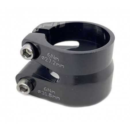 gorilla park uno seatpost clamp - 38gr, double screw, cnc aluminum, for ø31.8 mm frame and ø27.2 mm seat post, ideal for mtb, bmx, e-bike and children