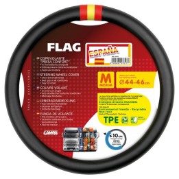 steering wheel cover with spanish flag, size m 44/46 cm - soft synthetic leather and excellent grip in all directions