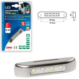 luz de galibo 4 led 12/24v con cubierta de acero inoxidable - montaje en superficie