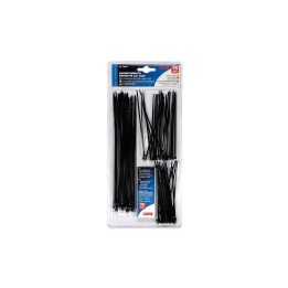 set med 75 plastkabelband lampa i 3 olika storlekar - svart