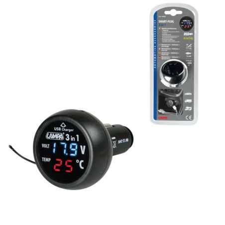 multifunction socket with thermometer, voltmeter and port usb - lampa