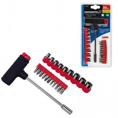 20-piece socket set and interchangeable screwdriver bits