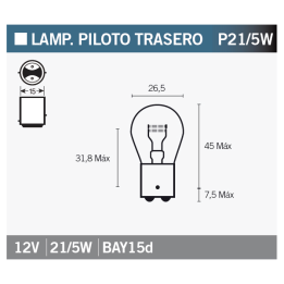lampă bulbo pentru motociclete 7528 p21/5w