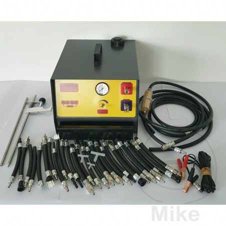 electric injector flushing device with adapters
