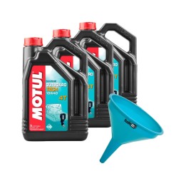 kit de 3x aceite de motor + embudo tech 4t 10w40 5l