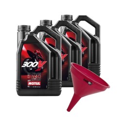 kit de 3x aceite de motor + embudo 4t 300v fl road racing 5w40 4l