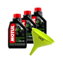 kit de 3x aceite de motor y embudo 4t scooter expert 4t 10w40 1l