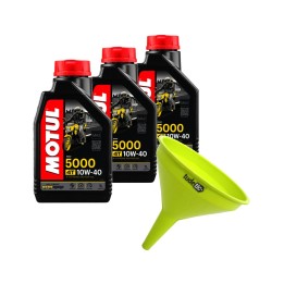 kit de 3x aceite de motor y embudo 5000 10w40 4t 1l
