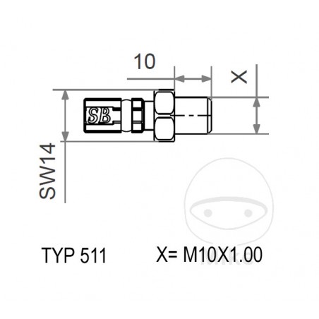 encaixe de rosca externa fixa vario typ511 m10 x 1.00
