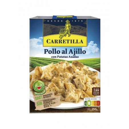plato pollo al ajillo con patatas asadas