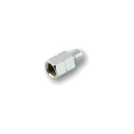 adaptador de retrovisor con orificio rosca derecha sobre tornillo rosca izquierda cromado m10