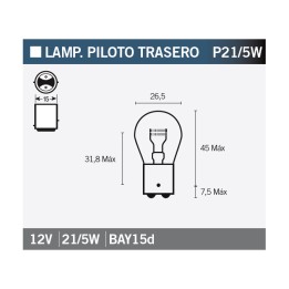 lamppu 12v21/5w tyyppi s25 kannalla bay15d