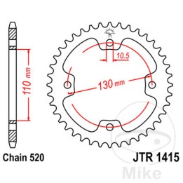 hátsó lánckerék első lánckerék hajtás 42t p-520 ø110 mm ø130 mm