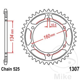 transmissie plaat kroon 44t p-525 ø134 mm ø160 mm