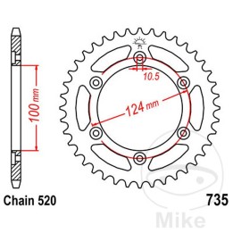 κορώνα μετάδοσης κίνησης 42t p-520 ø100 mm ø124 mm