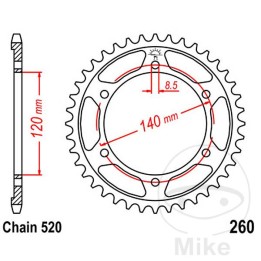 corona plato transmisión 40t p-520 ø120 mm ø140 mm
