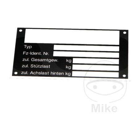 trailer identification plate