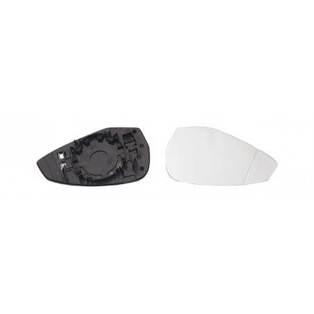 Replacement rear view mirror glass with thermal convex right base