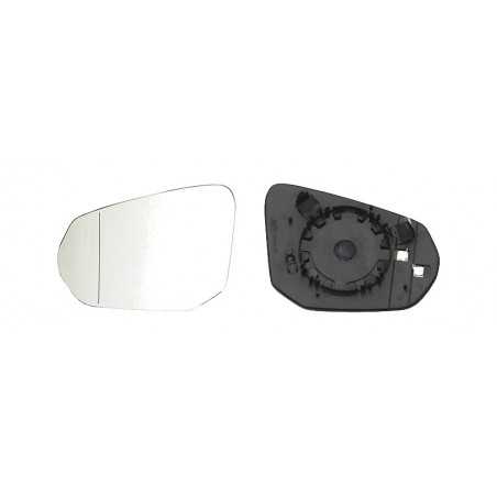 Replacement glass rear view mirror with thermal aspherical left base