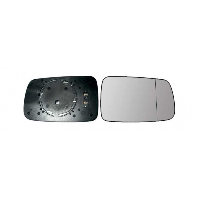 Replacement glass rearview mirror with thermal aspherical right base
