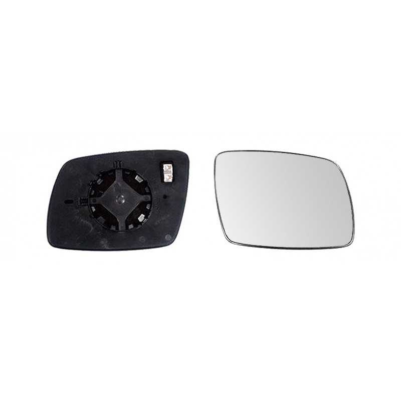 Replacement rear view mirror glass with thermal convex right base