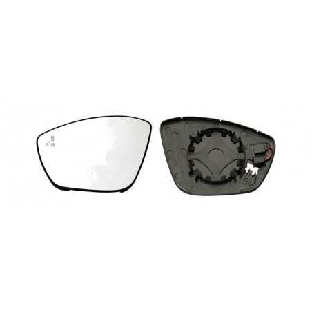 Replacement rearview mirror glass with left base thermal convex side