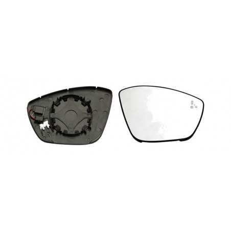 Replacement rear view mirror glass with right base convex thermal side