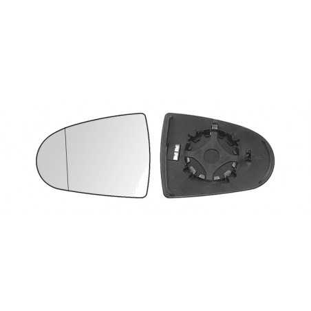 Replacement glass rear view mirror with thermal aspherical left base