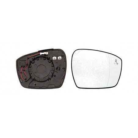 Replacement rear view mirror glass with right base aspherical thermal side