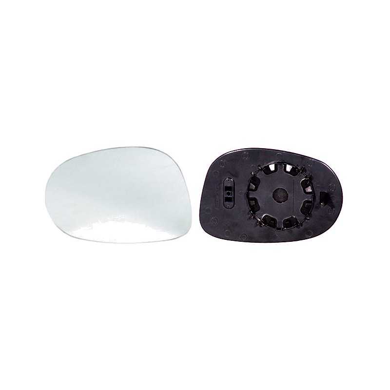 Replacement rear view mirror glass with convex left base