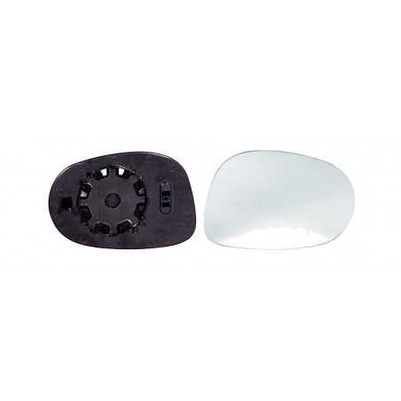Replacement rear view mirror glass with convex right base