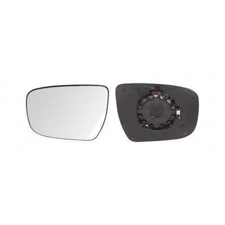 Replacement rear view mirror glass with convex left base