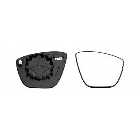 Replacement rear view mirror glass with thermal convex right base