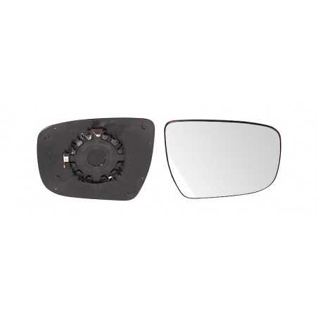 Replacement rear view mirror glass with convex right base
