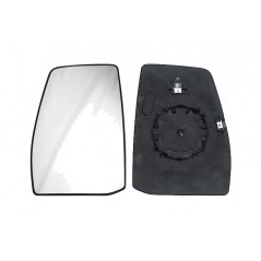 Replacement rear view mirror glass with convex left base
