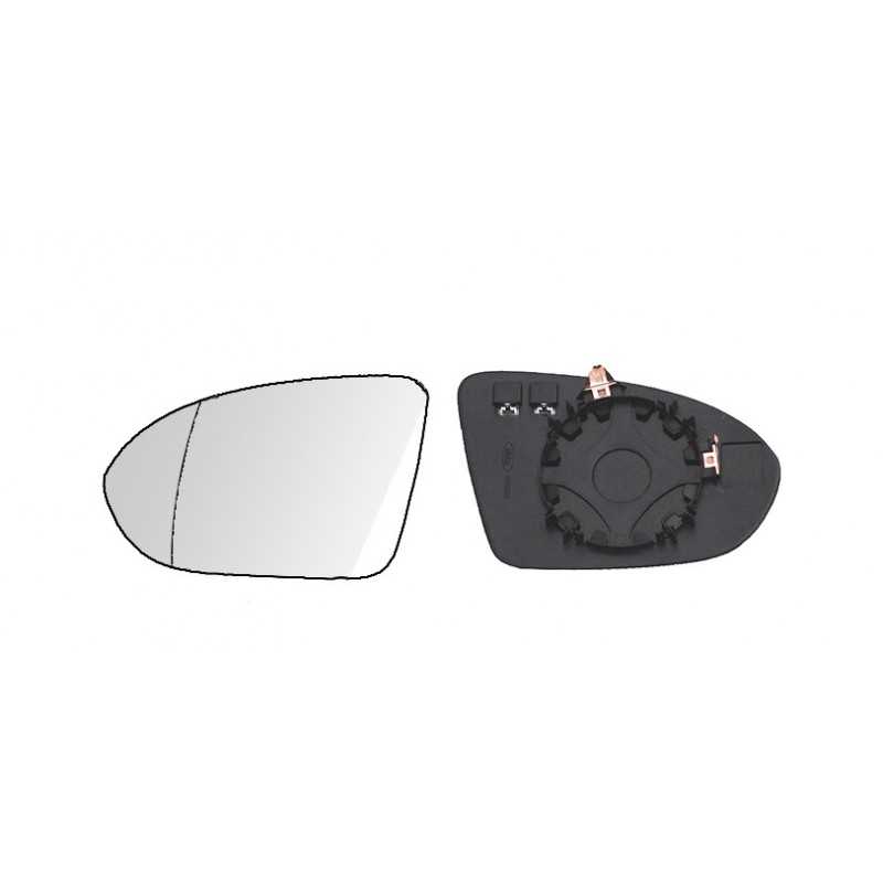 Replacement glass rear view mirror with thermal aspherical left base