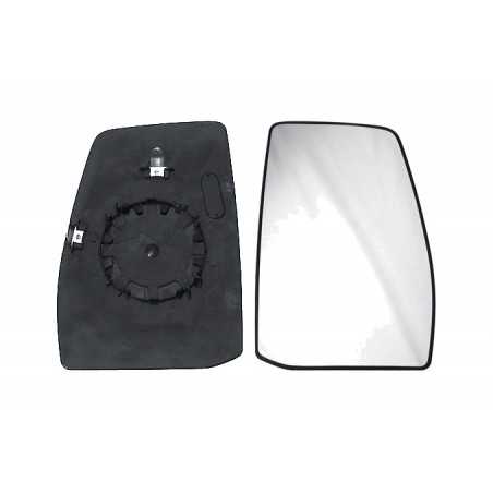 Replacement rear view mirror glass with convex right base