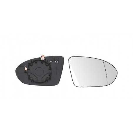 Replacement rear view mirror glass with thermal convex right base