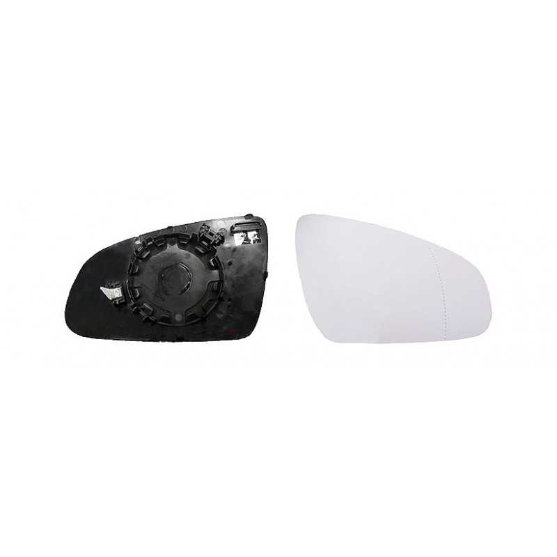 Replacement rear view mirror glass with thermal convex right base