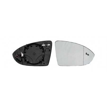 Replacement rear view mirror glass with right base convex thermal side