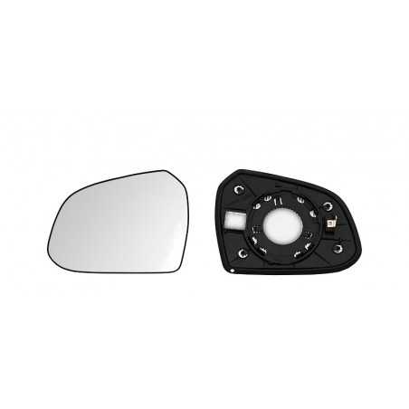 Replacement rear view mirror glass with convex left base