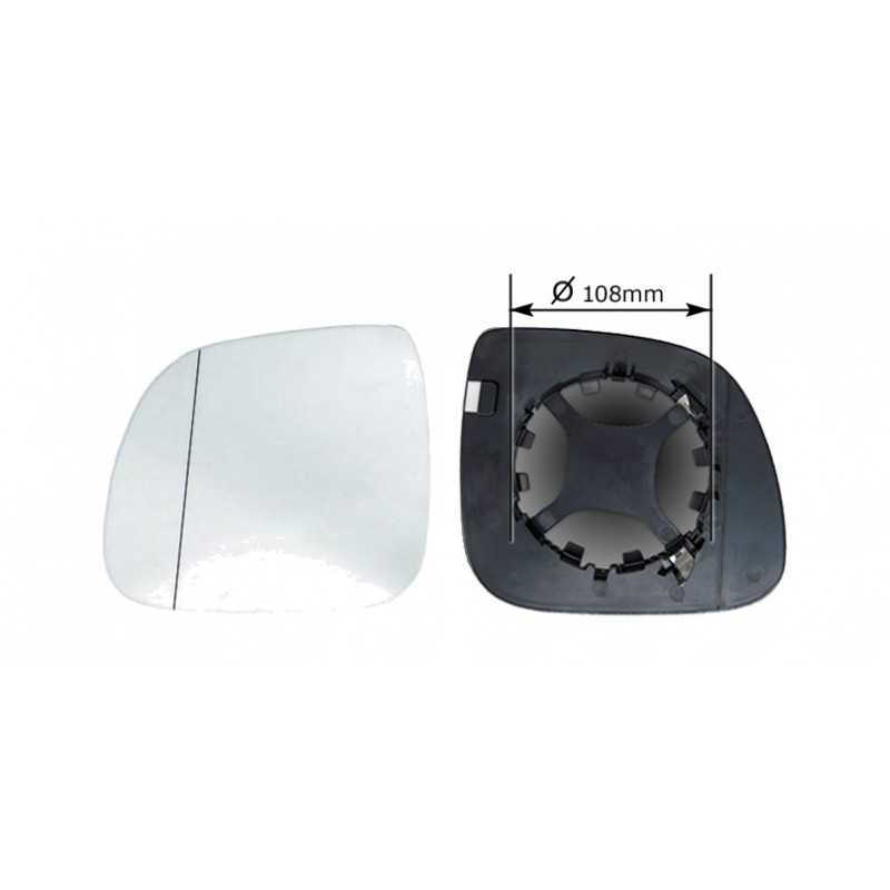 Replacement glass rearview mirror with left aspherical base