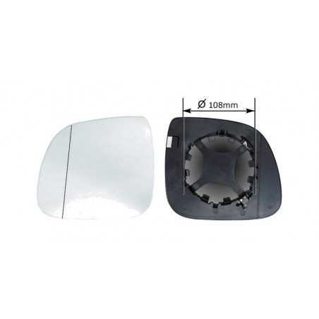 Replacement glass rearview mirror with left aspherical base